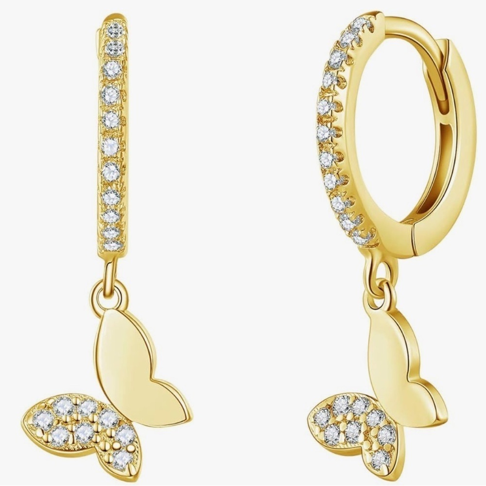 18 K gold plated Small Butterfly Hoop Earrings